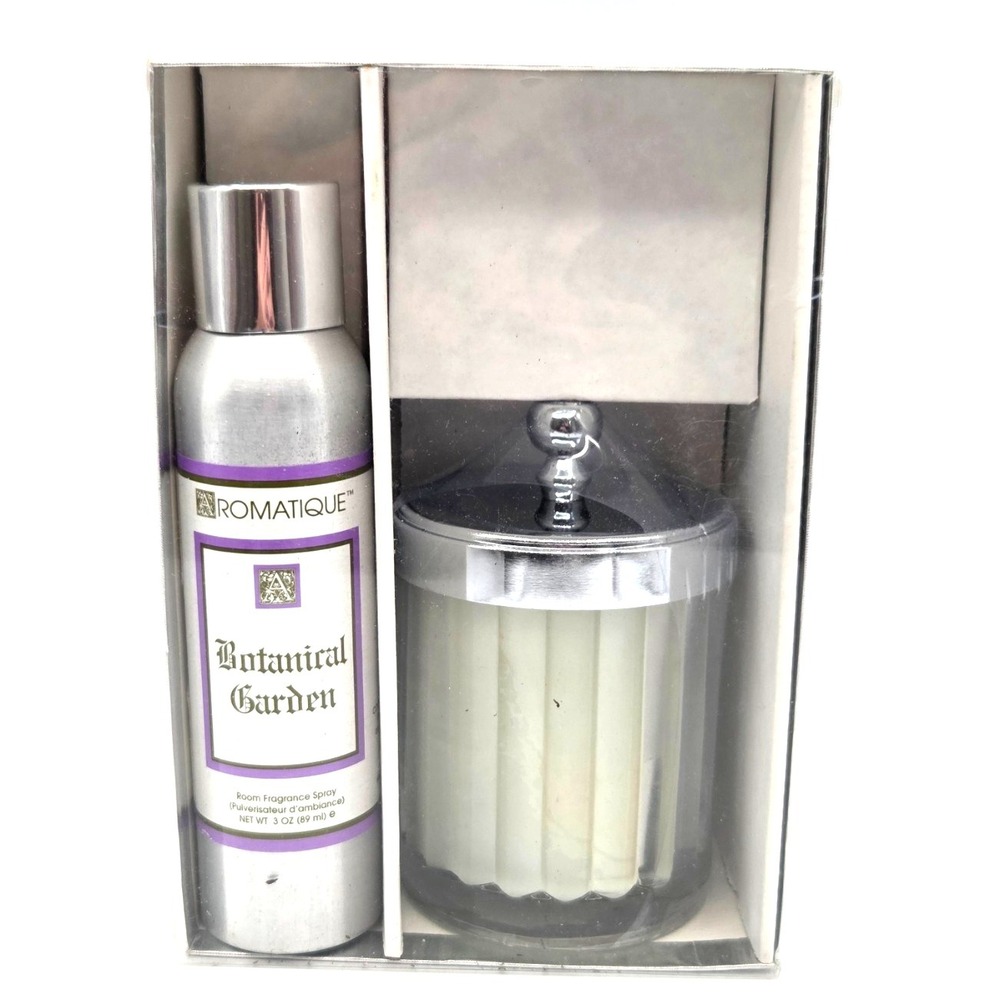 NEW in Box VINTAGE Romatique Botanical Garden Fragance Candle and Room Spray